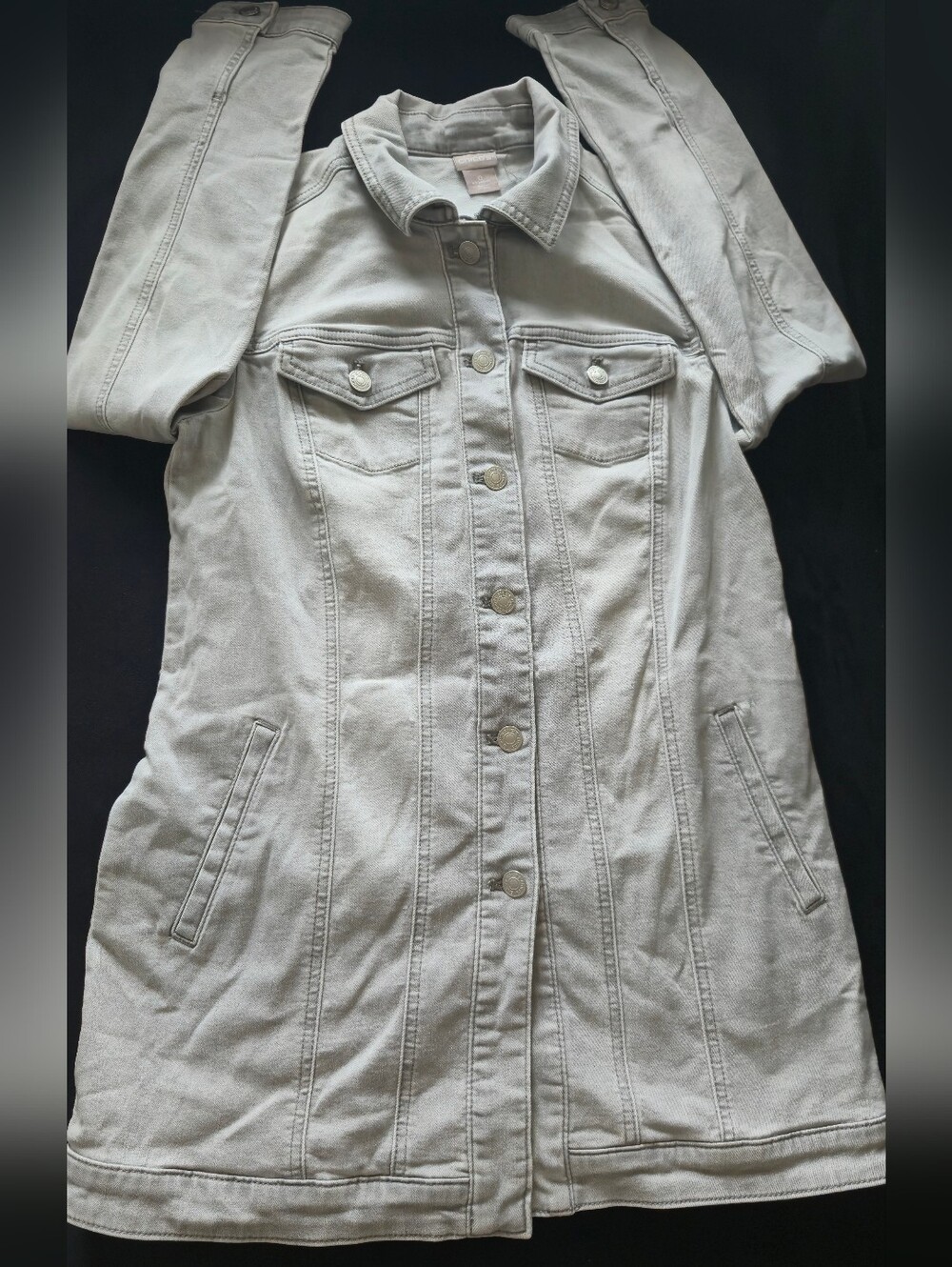 Chico's Light Gray Denim-Style Button Front Jacket